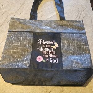 Inspirational Black and Gray Tote Bag
